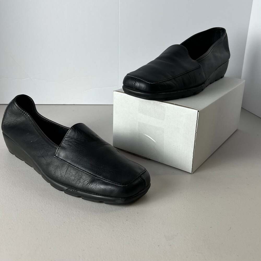 Aerosoles Black Leather Slip On Comfort‎ Loafers Minimalist US 11B - Picture 3 of 7